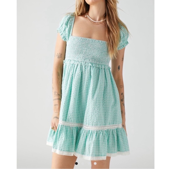 Urban Outfitters Marseille Gingham Smocked
Mini Dress - Picture 4 of 6